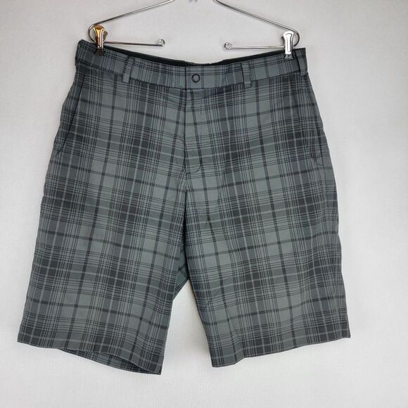 Nike Mens Size 34 Grey Black Plaid Tour Performance Dri-fit Bermuda Golf Shorts - Picture 1 of 5